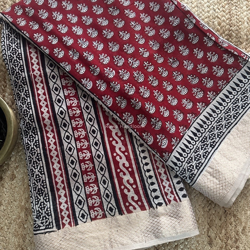 Maheshwari Bagh Print Small Border Saree