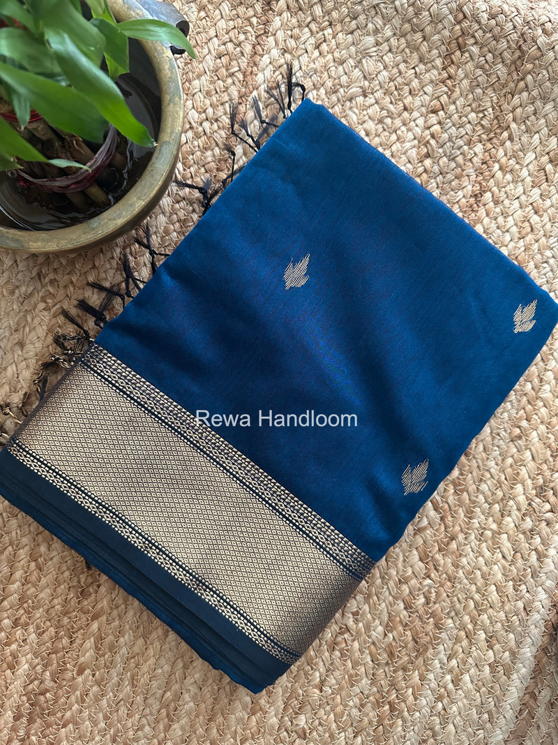 Morpankhi Butta Pallu Zari Border Saree Maheshwari Saree BTPS079
