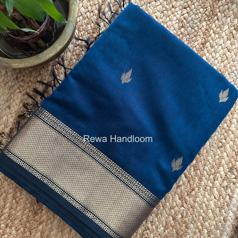 Morpankhi Butta Pallu Zari Border Saree Maheshwari Saree BTPS079