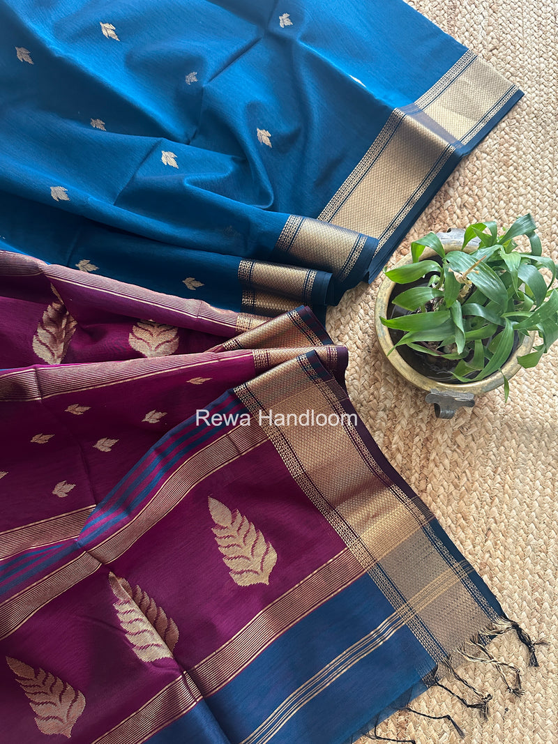 Morpankhi Butta Pallu Zari Border Saree Maheshwari Saree BTPS079