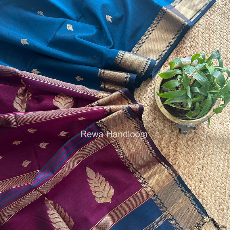 Morpankhi Butta Pallu Zari Border Saree Maheshwari Saree BTPS079