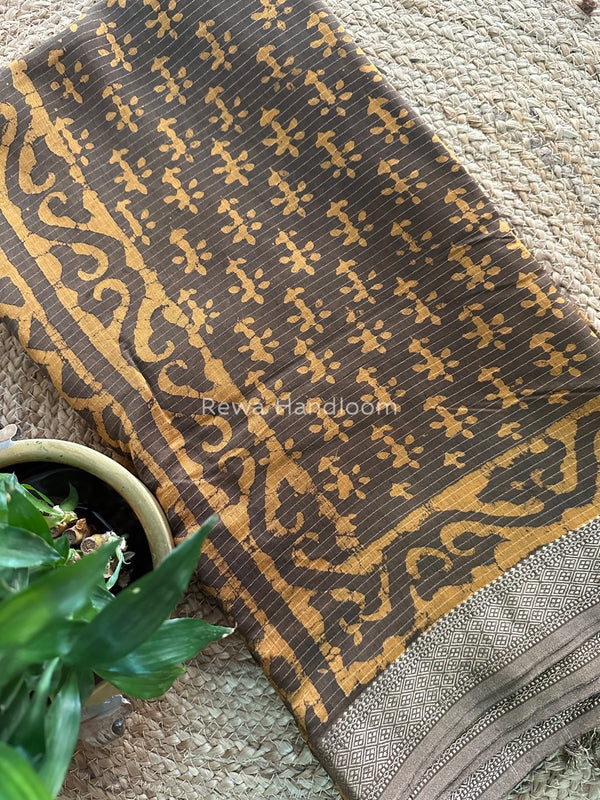 Tobacco Dabu Kashish Print Saree DKS05