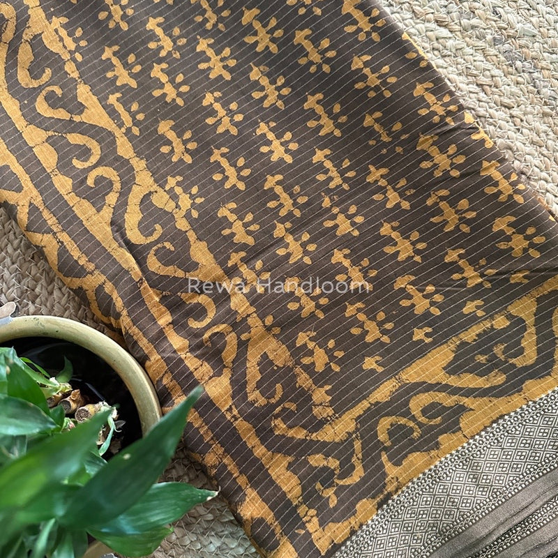 Tobacco Dabu Kashish Print Saree DKS05