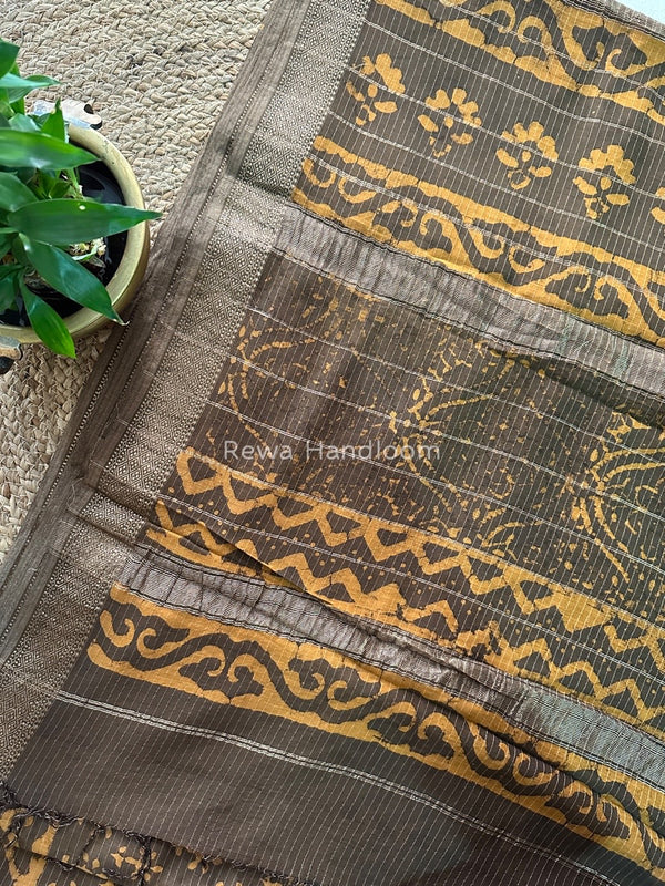 Tobacco Dabu Kashish Print Saree DKS05