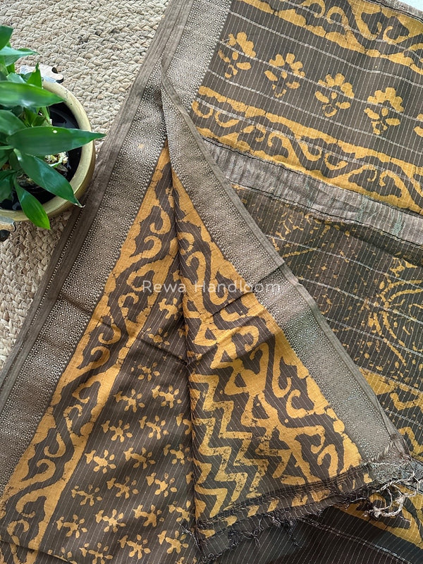 Tobacco Dabu Kashish Print Saree DKS05