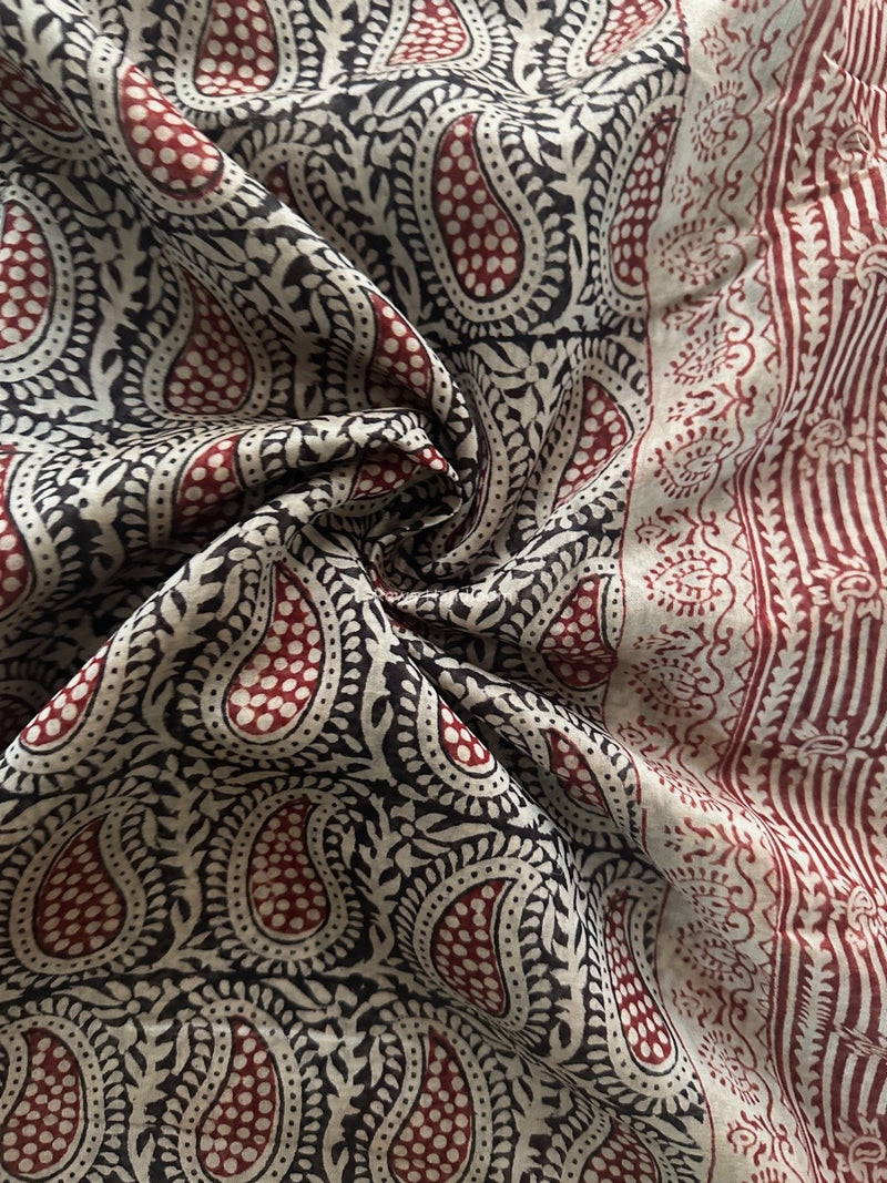 Maheshwari Beige Bagh Print Small Border Saree MTBS105