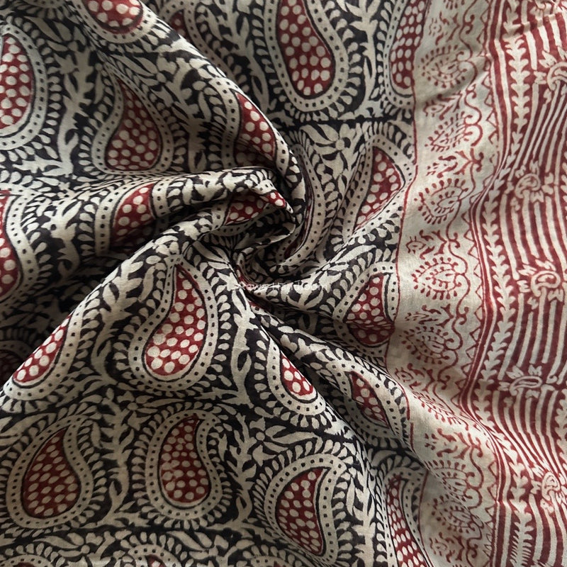 Maheshwari Beige Bagh Print Small Border Saree MTBS105