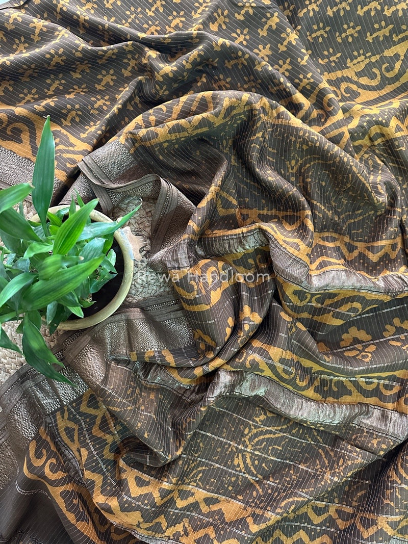 Tobacco Dabu Kashish Print Saree DKS05