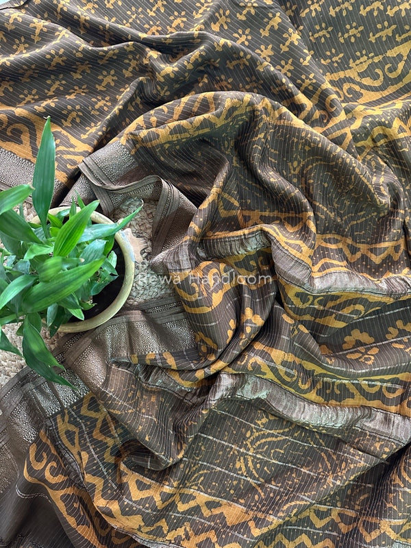 Tobacco Dabu Kashish Print Saree DKS05
