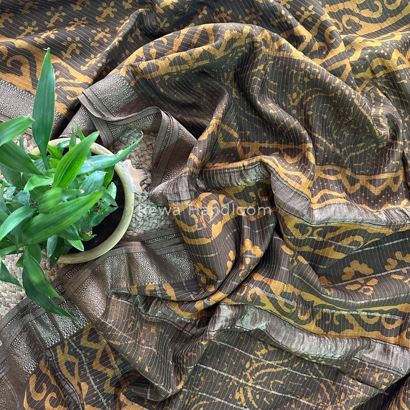 Tobacco Dabu Kashish Print Saree DKS05