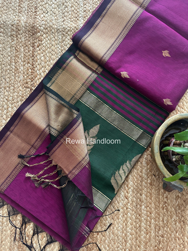  Butta Pallu Zari Border Saree Maheshwari Saree
