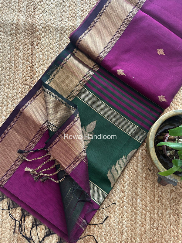  Butta Pallu Zari Border Saree Maheshwari Saree