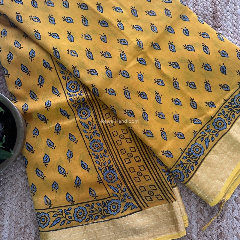 Maheshwari Bagh Print Small Border Saree