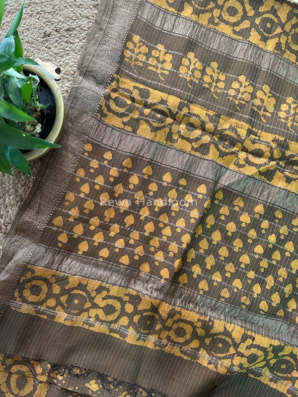 Tobacco Dabu Kashish Print Saree DKS02