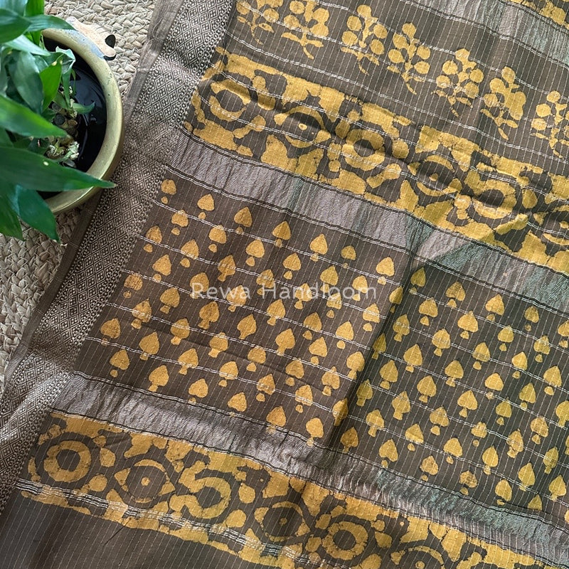 Tobacco Dabu Kashish Print Saree DKS02