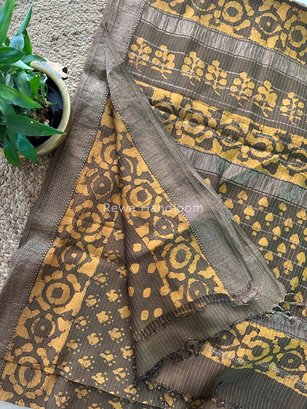 Tobacco Dabu Kashish Print Saree DKS02
