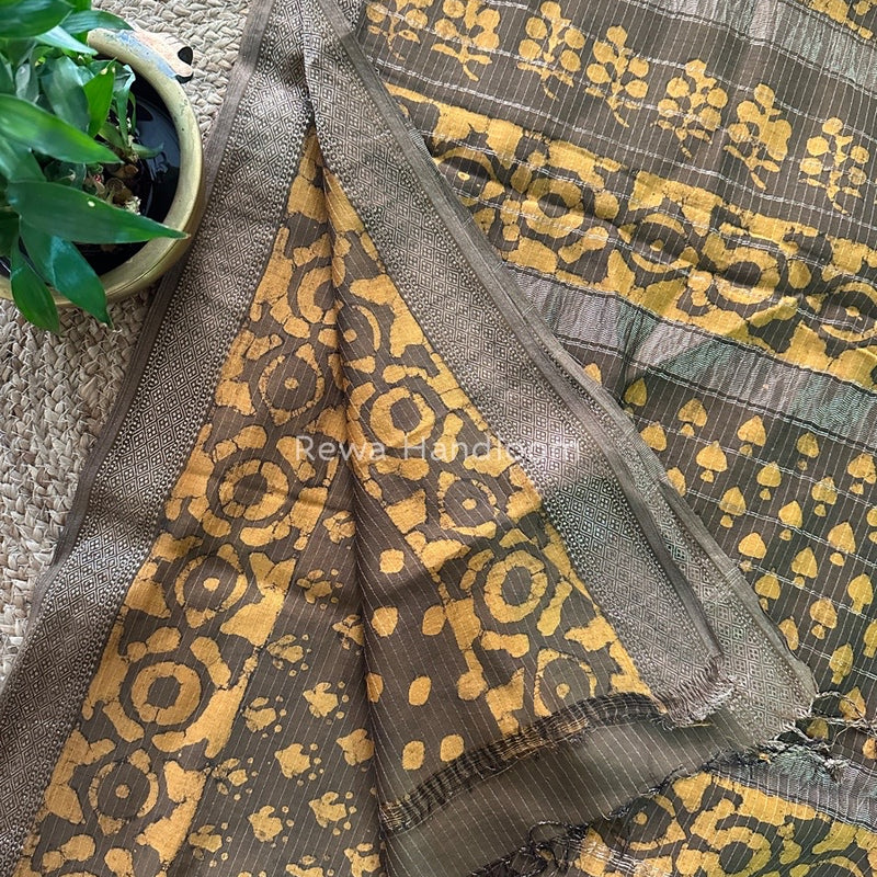 Tobacco Dabu Kashish Print Saree DKS02