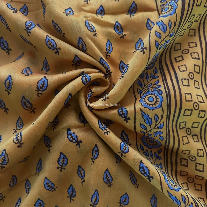 Maheshwari Yellow Bagh Print Small Border Saree MTBS104
