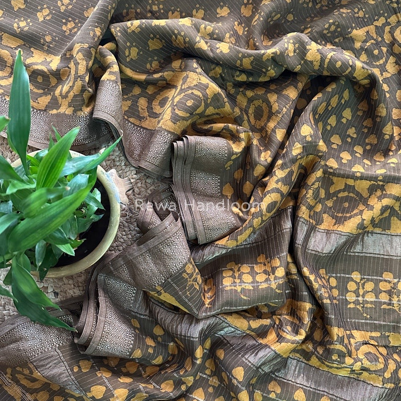 Tobacco Dabu Kashish Print Saree DKS02