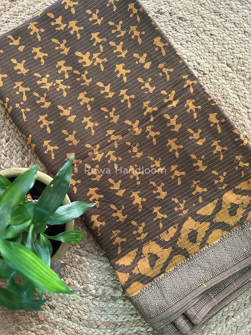 Tobacco Dabu Kashish Print Saree DKS03