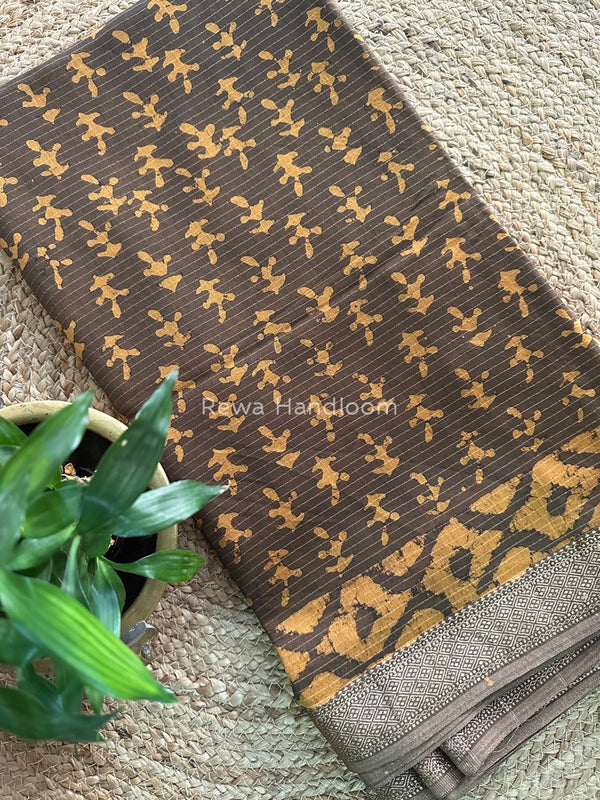 Tobacco Dabu Kashish Print Saree DKS03