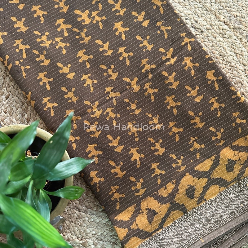 Tobacco Dabu Kashish Print Saree DKS03
