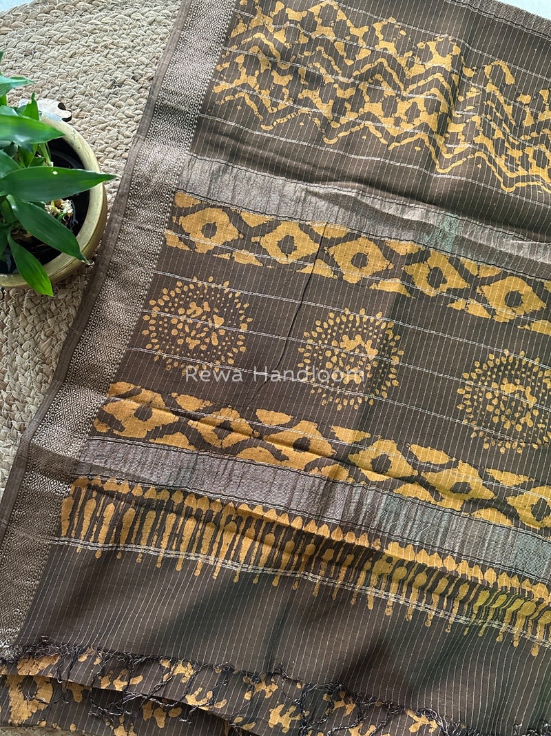 Tobacco Dabu Kashish Print Saree DKS03