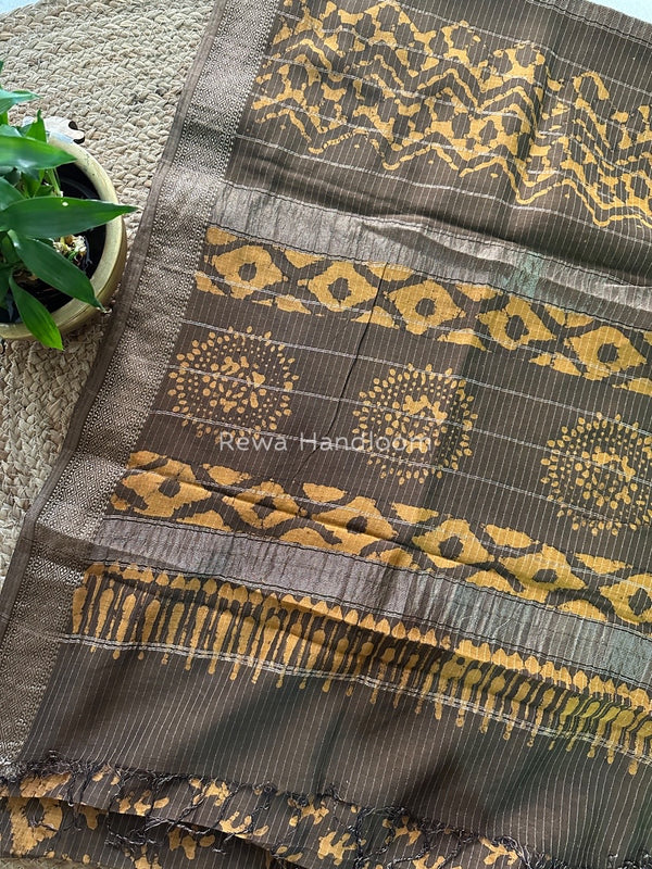 Tobacco Dabu Kashish Print Saree DKS03
