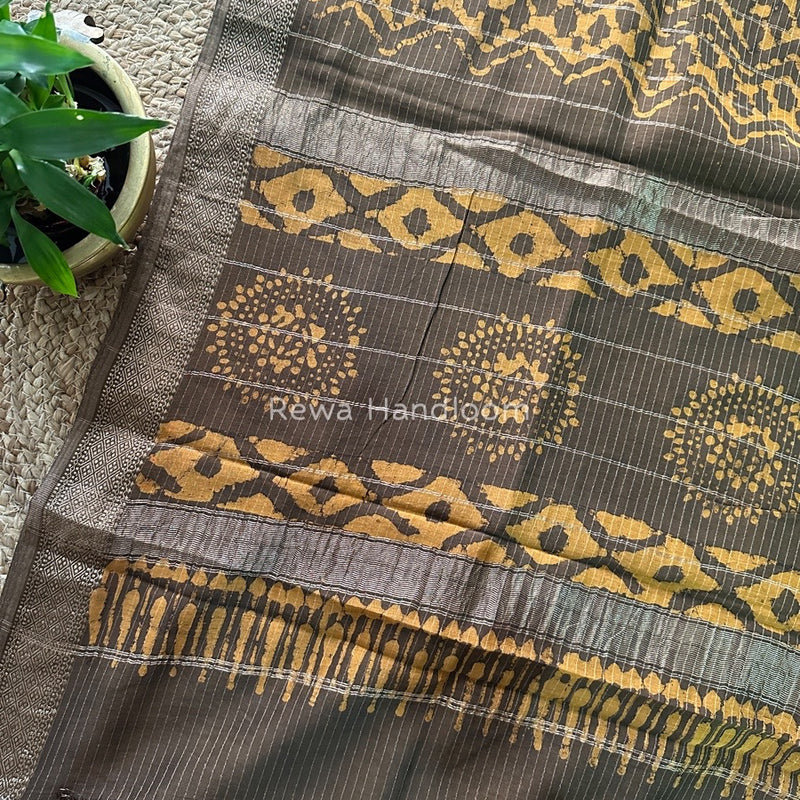 Tobacco Dabu Kashish Print Saree DKS03