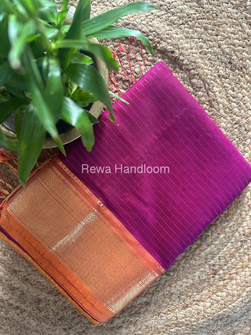 Maheshwari Magenta Zari Linning Saree GL069