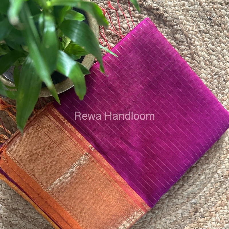 Maheshwari Magenta Zari Linning Saree GL069