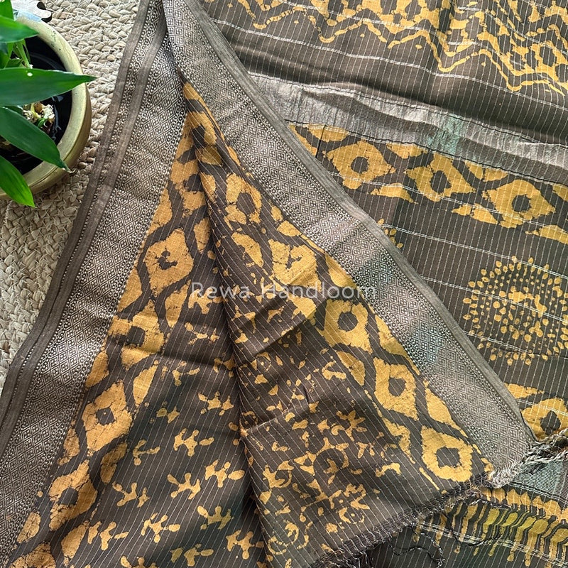 Tobacco Dabu Kashish Print Saree DKS03