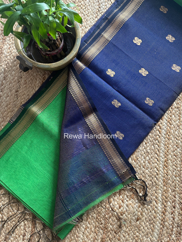 Maheshwari Parrot Green Tissue Butti Saree NFBS06