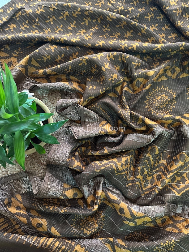 Tobacco Dabu Kashish Print Saree DKS03