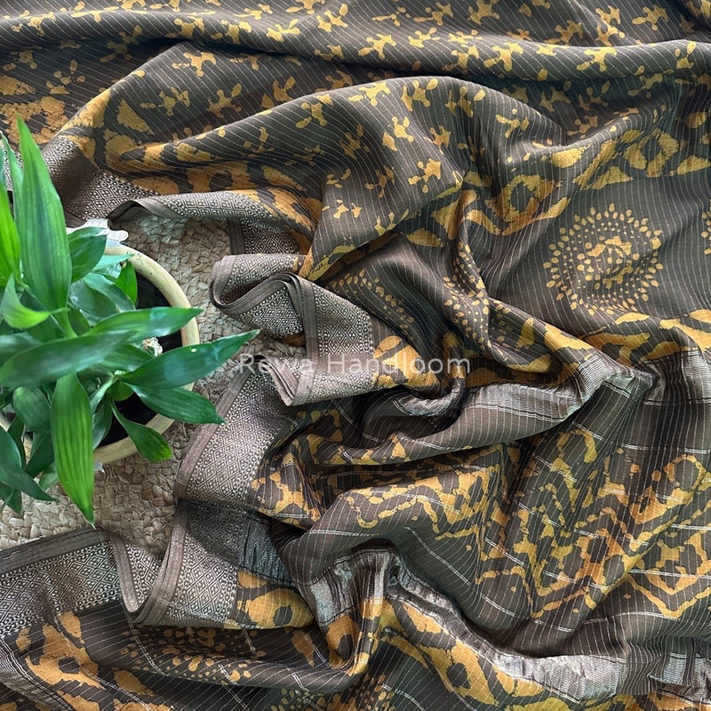 Tobacco Dabu Kashish Print Saree DKS03