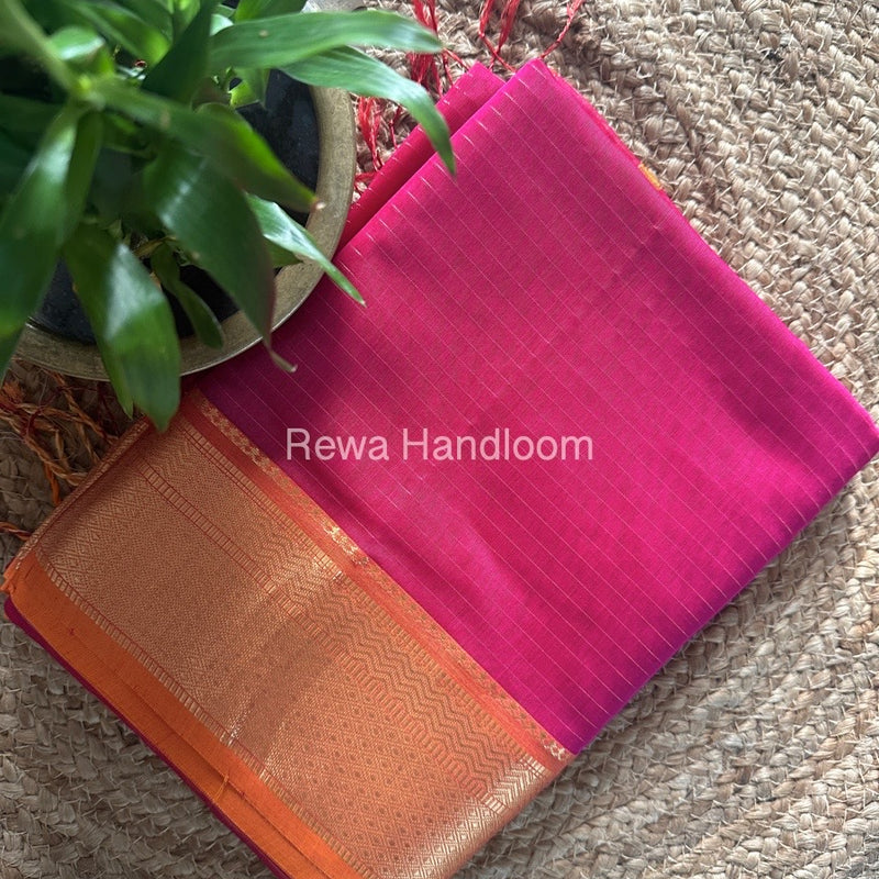 Maheshwari Rani Pink Zari Linning Saree GL068