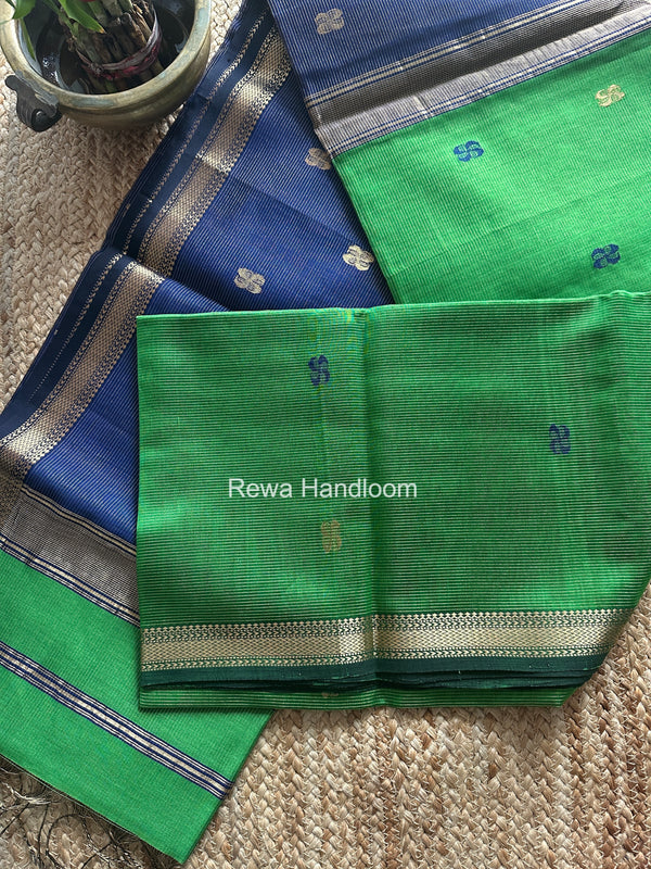 Maheshwari Parrot Green Tissue Butti Saree NFBS06