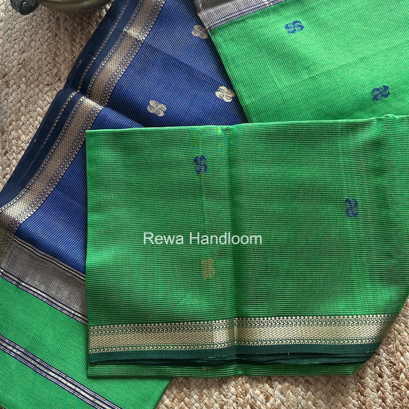 Maheshwari Parrot Green Tissue Butti Saree NFBS06