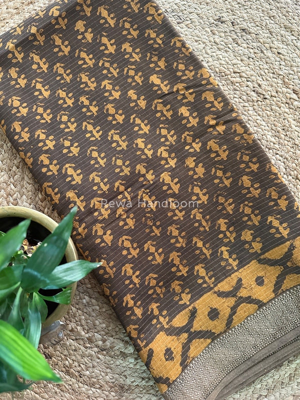 Tobacco Dabu Kashish Print Saree DKS04