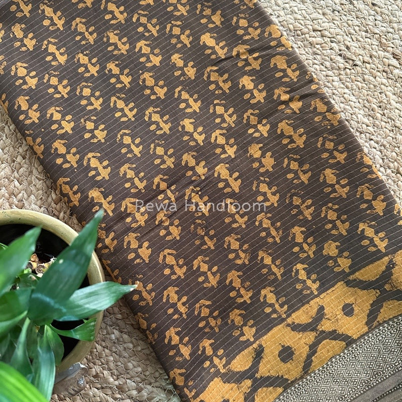 Tobacco Dabu Kashish Print Saree DKS04
