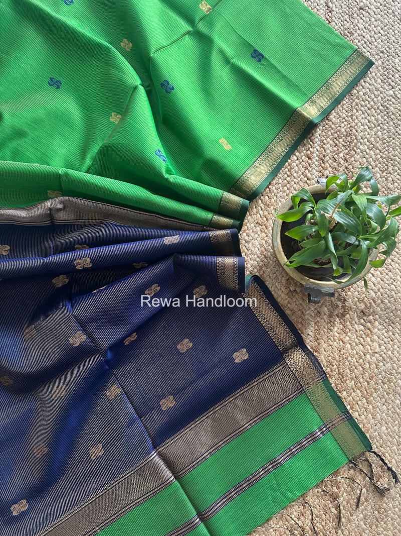 Maheshwari Parrot Green Tissue Butti Saree NFBS06