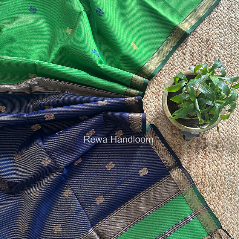 Maheshwari Parrot Green Tissue Butti Saree NFBS06