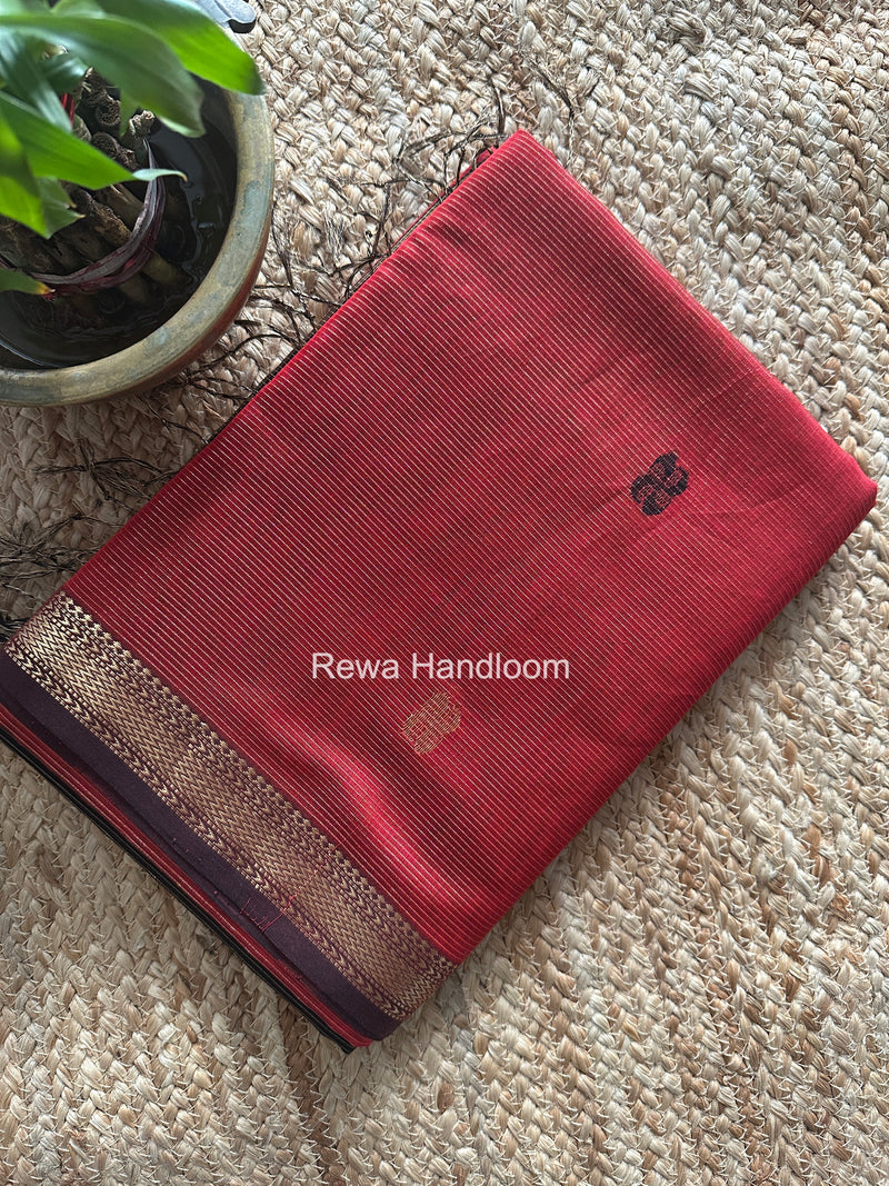Maheshwari Maroon Tissue Butti Saree NFBS07