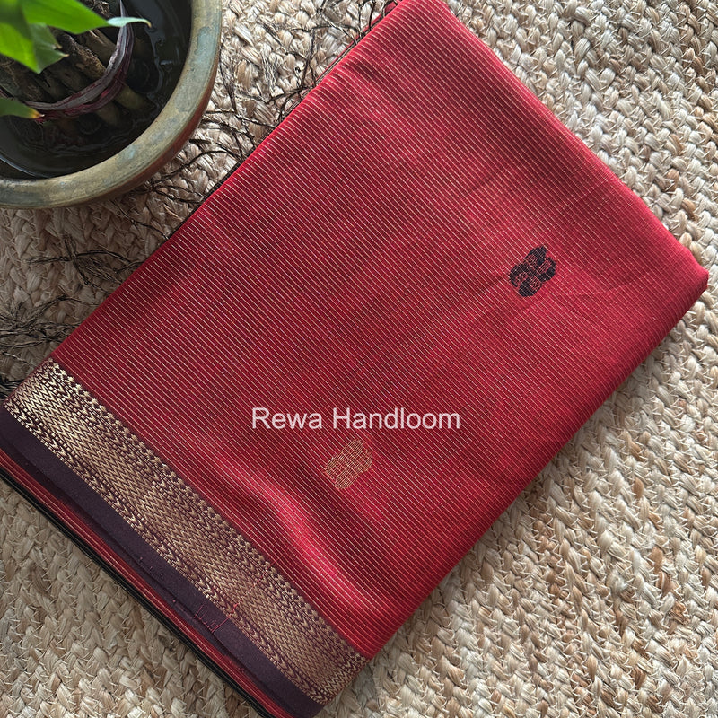 Maheshwari Maroon Tissue Butti Saree NFBS07