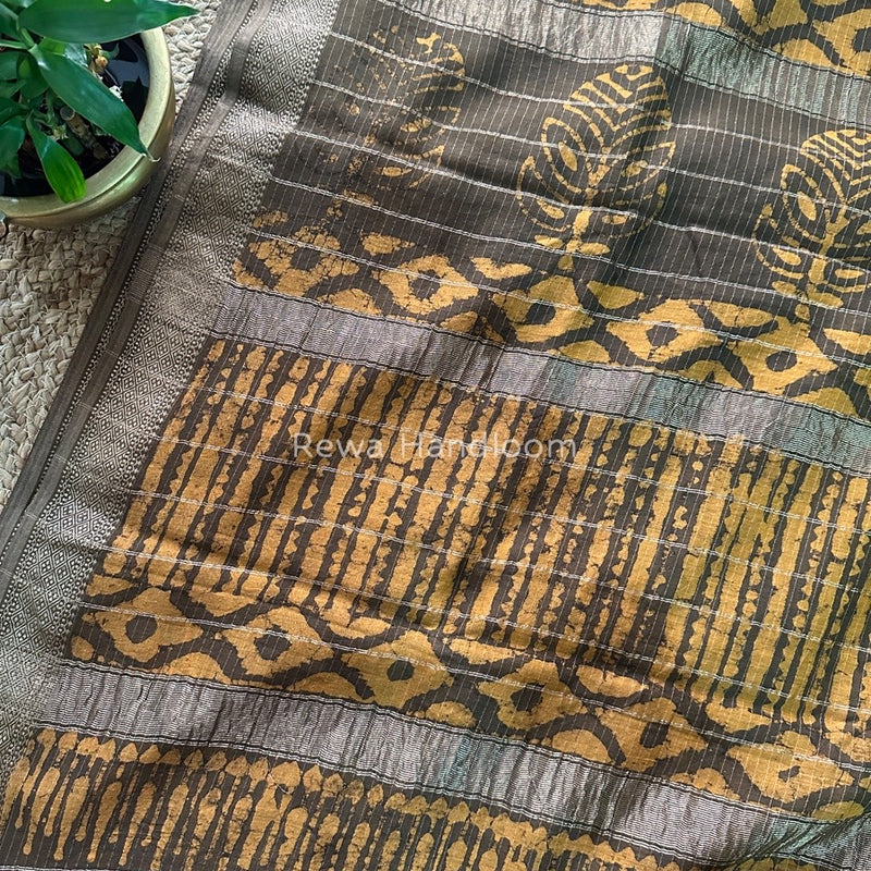 Tobacco Dabu Kashish Print Saree DKS04