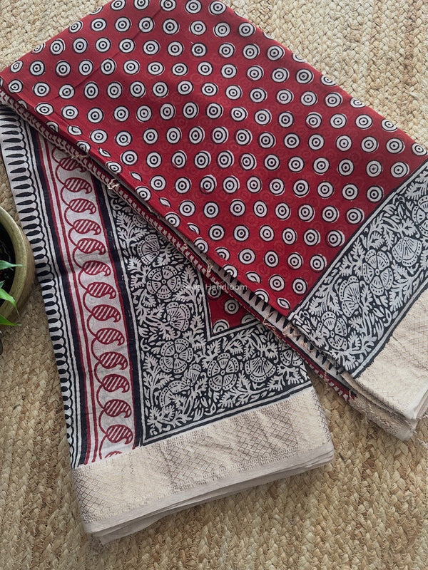 Maheshwari Bagh Print Small Border Saree