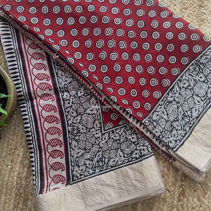 Maheshwari Bagh Print Small Border Saree