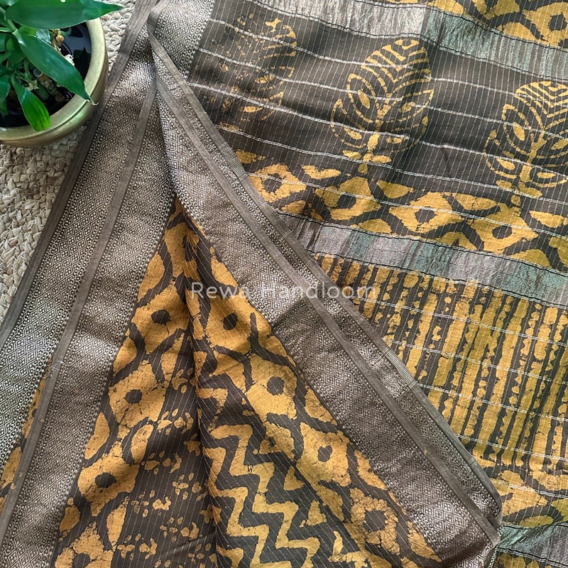 Tobacco Dabu Kashish Print Saree DKS04