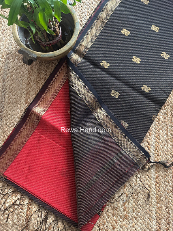 Maheshwari Maroon Tissue Butti Saree NFBS07