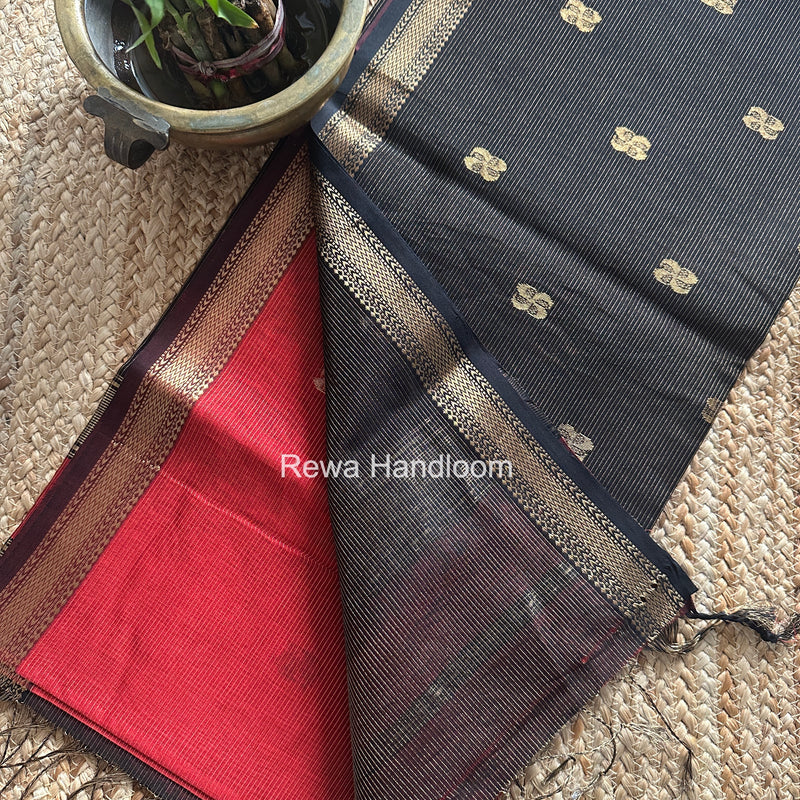Maheshwari Maroon Tissue Butti Saree NFBS07